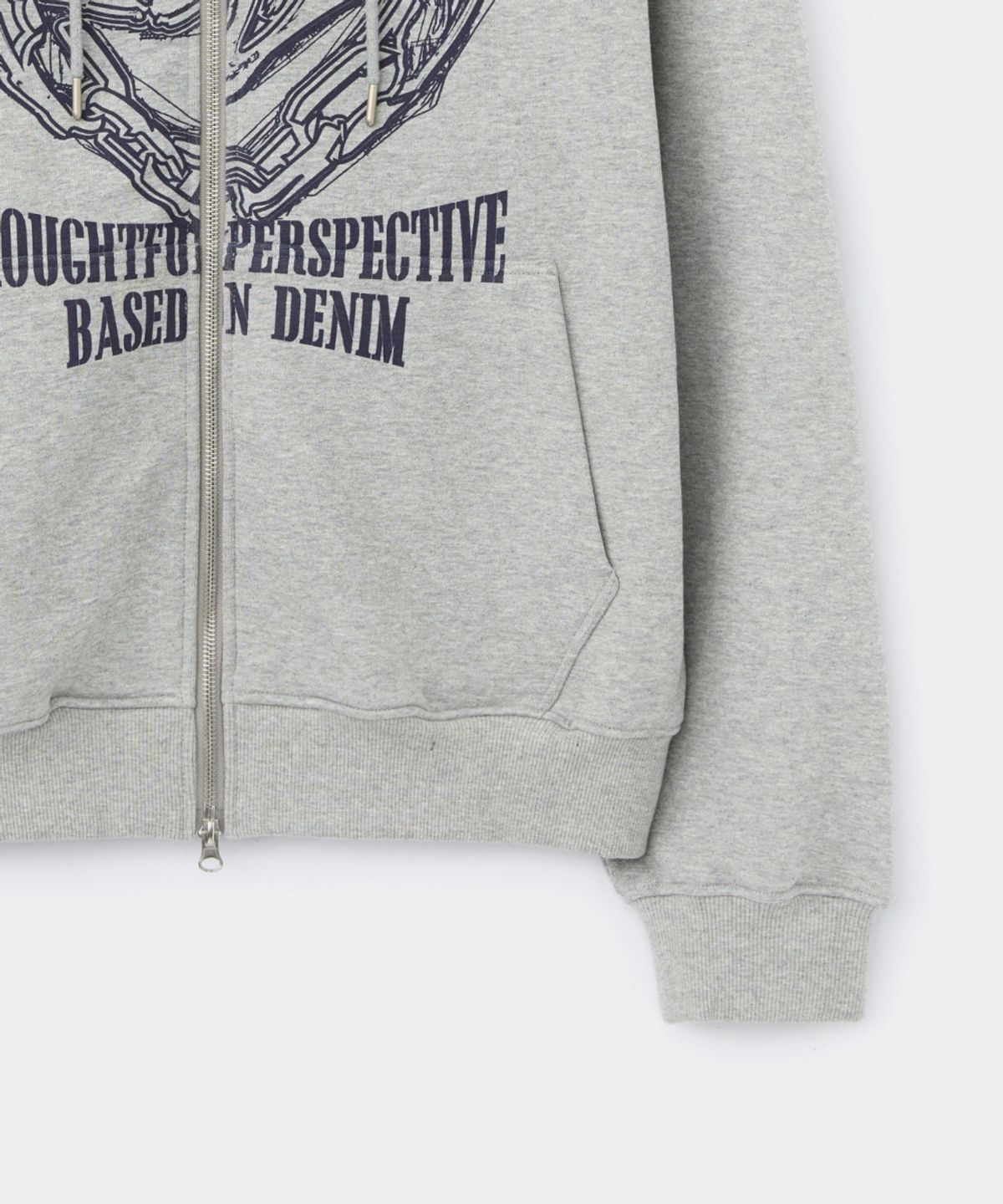 메종미네드(MAISON MINED) DOODLE HEART HOODIE ZIP UP MELANGE GREY