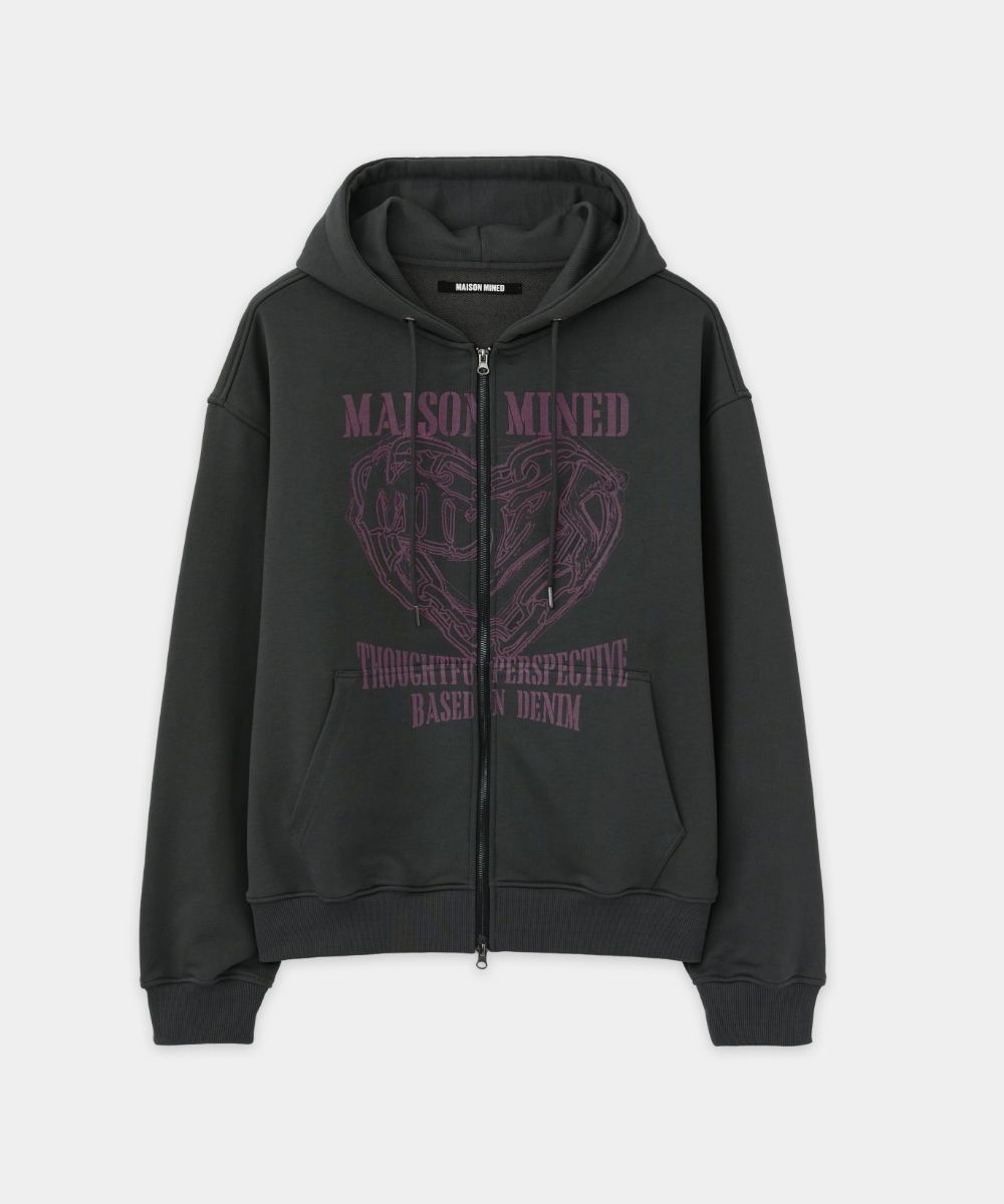 【MAISON MINED】24FW★ DOODLE HEART HOODIE MUSINSA | MAISON MINED DOODLE HEART HOODIE ZIP UP CHARCOAL