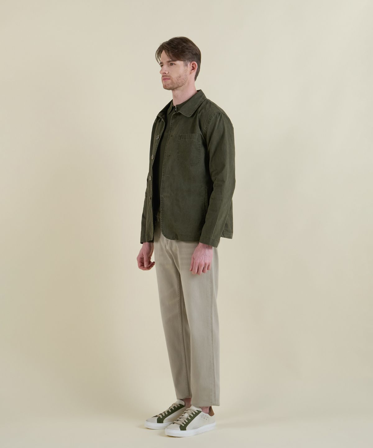 빠니깔레(PANICALE) 카키 코튼 워크 자켓