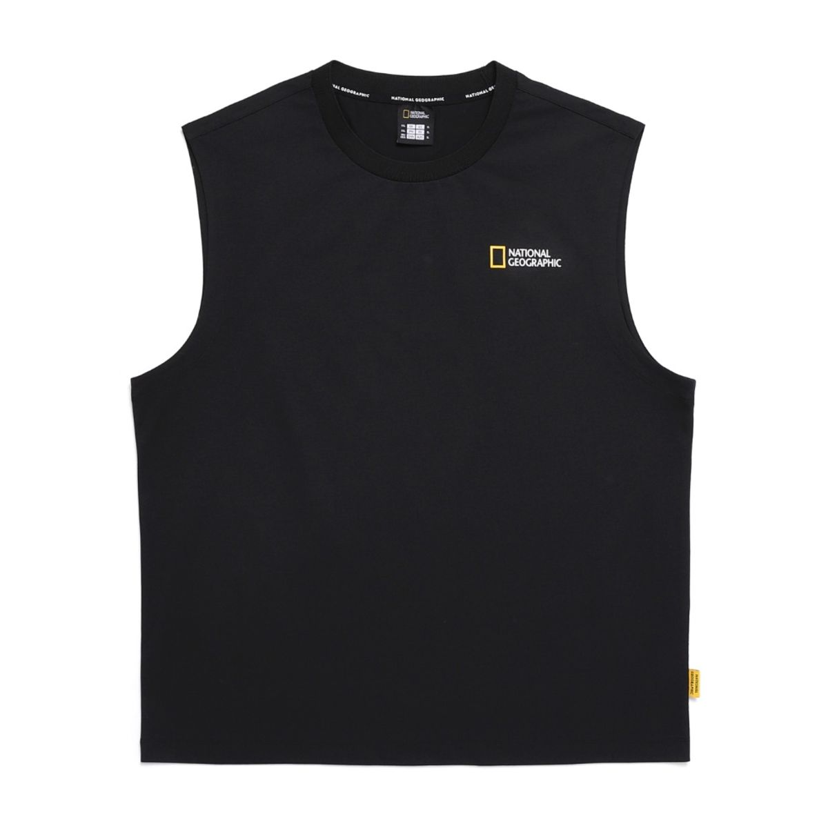 내셔널지오그래픽(NATIONALGEOGRAPHIC) N252MTS093 크로우 COOL MAX 레터링 세미오버핏 민소매 티셔츠 CARBON BLACK