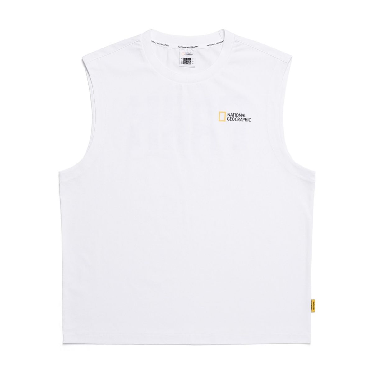 내셔널지오그래픽(NATIONALGEOGRAPHIC) N252MTS093 크로우 COOL MAX 레터링 세미오버핏 민소매 티셔츠 WHITE