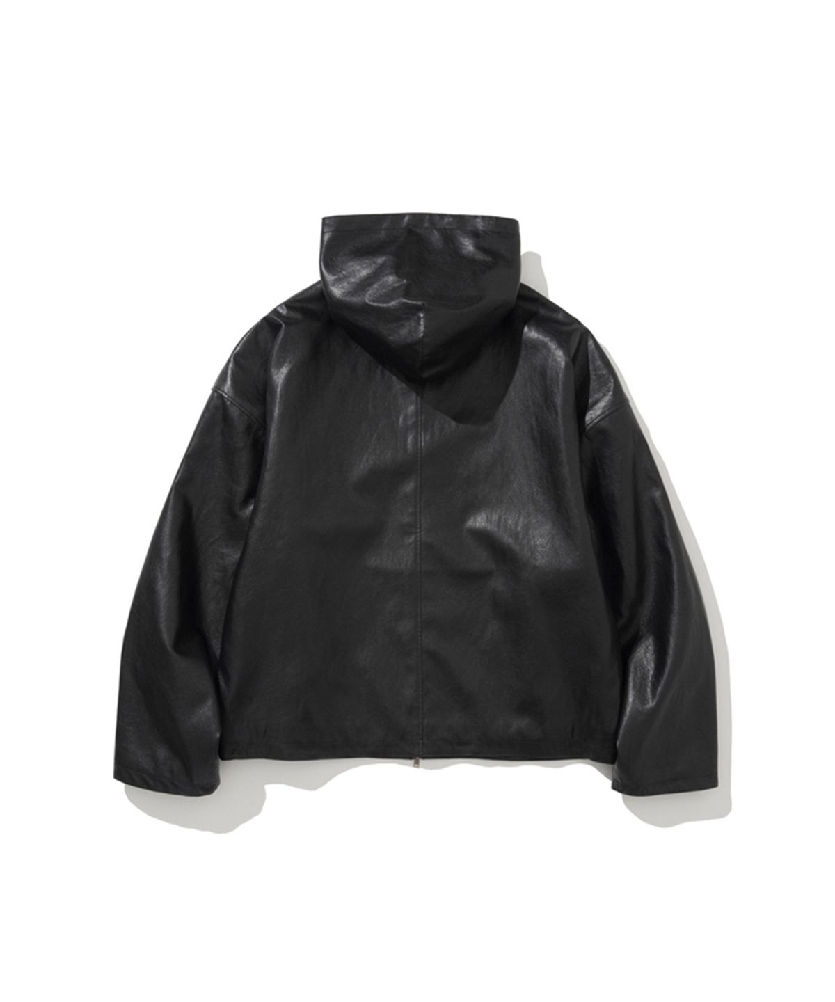 에르에르(ERER) Men Oversized Leather Hoodie Jumper Black