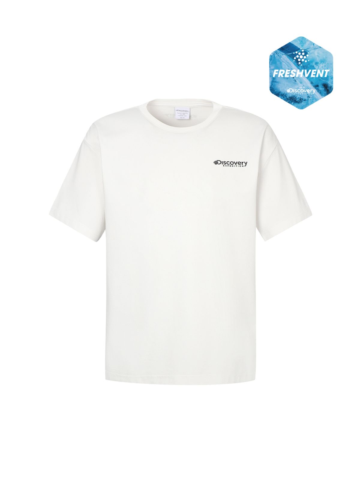디스커버리 익스페디션(DISCOVERY EXPEDITION) 프레시벤트 워싱 아웃도어씬 백그래픽 반팔티셔츠 (WHITE)