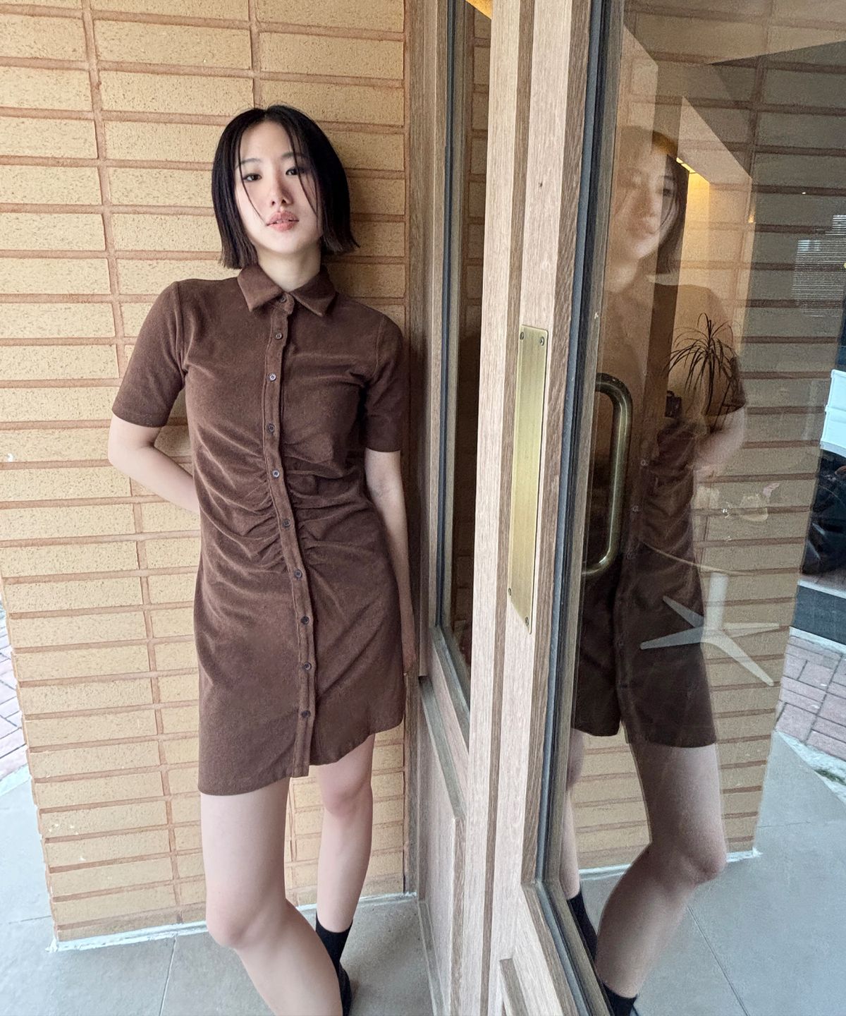 프로보(PROVO) 테리 셔츠 원피스 / 브라운