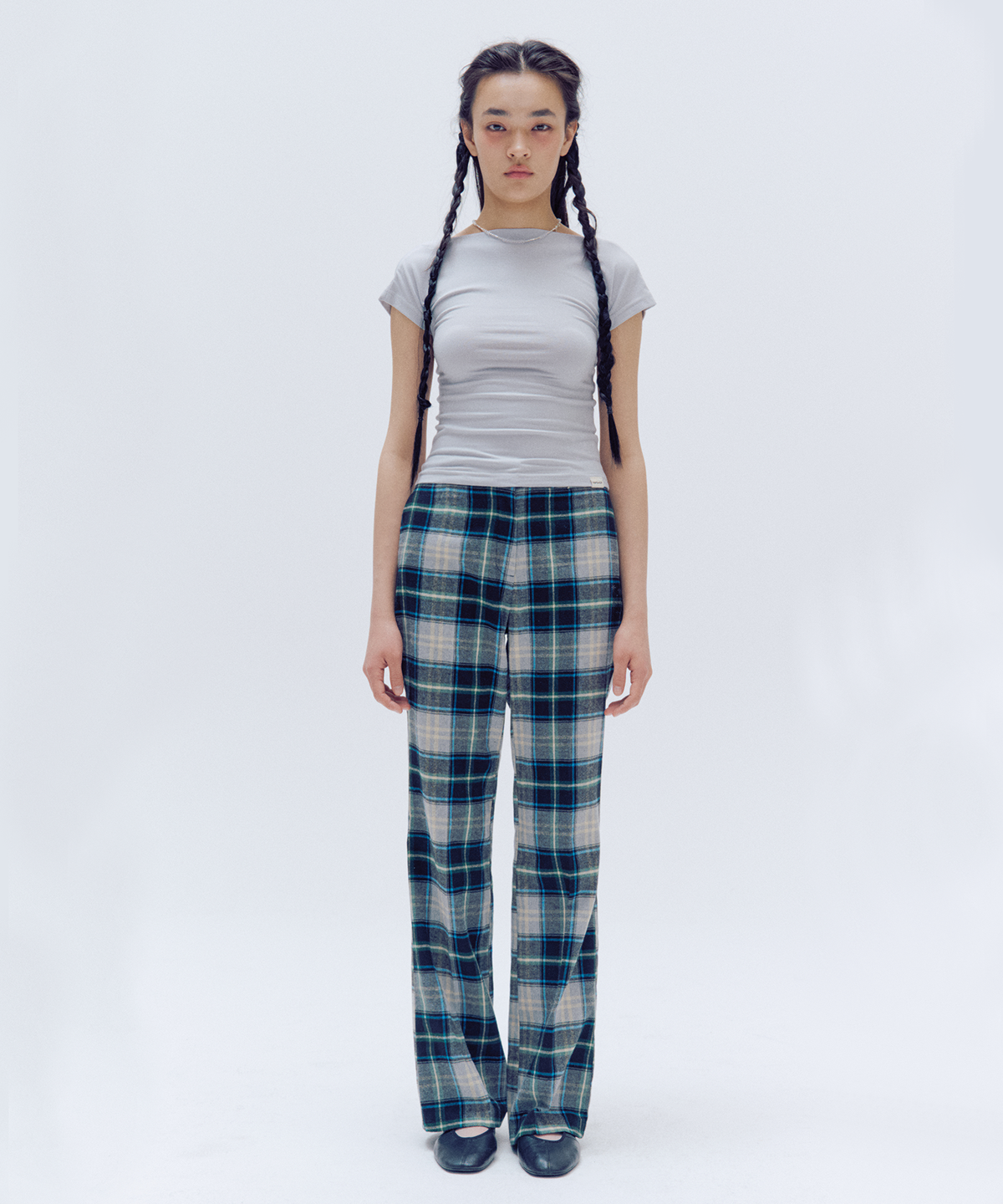 트립샵(TRIPSHOP) 와이드 체커드 팬츠