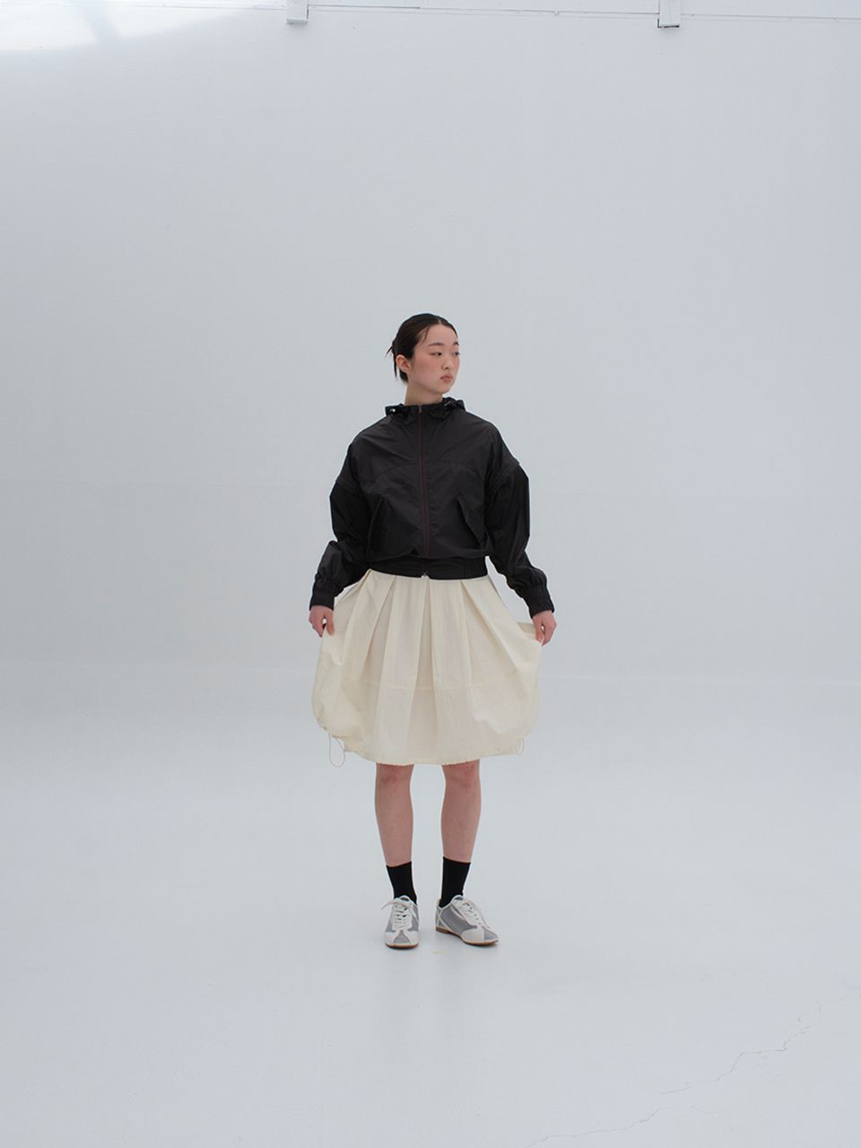 MUSINSA | REFLECTIVE ROOM Balloon Flare Midi Skirt (Ivory)