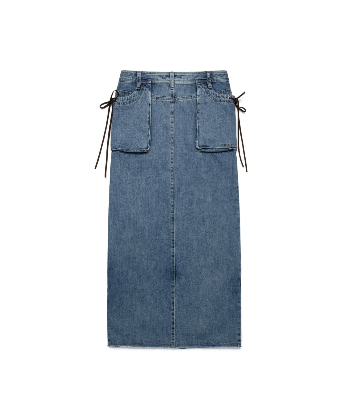 쓰리투에이티(THREE TO EIGHTY) SLIT DENIM MAXI SKIRT BLUE
