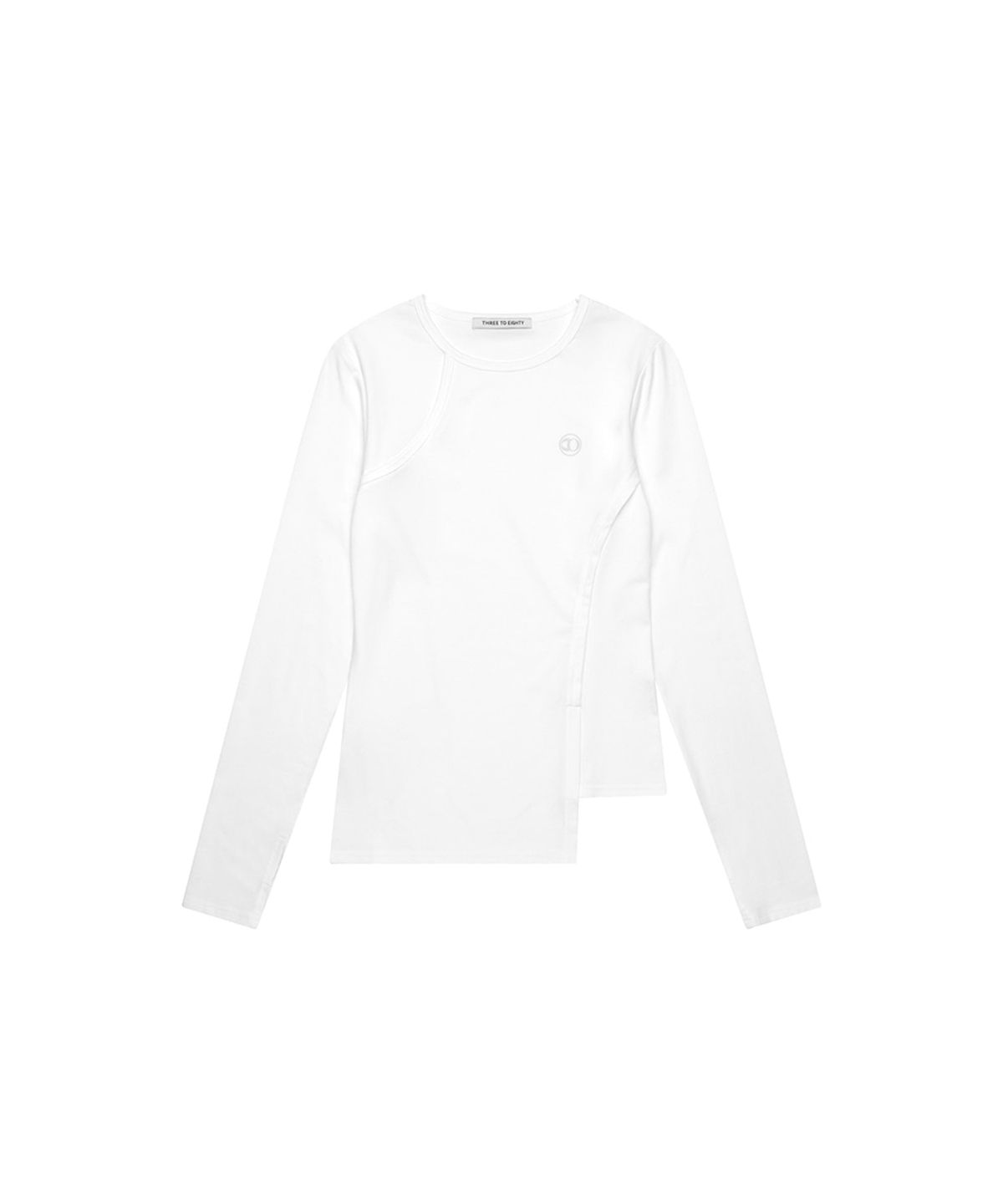 쓰리투에이티(THREE TO EIGHTY) RIB PANELED CREW NECK TOP WHITE