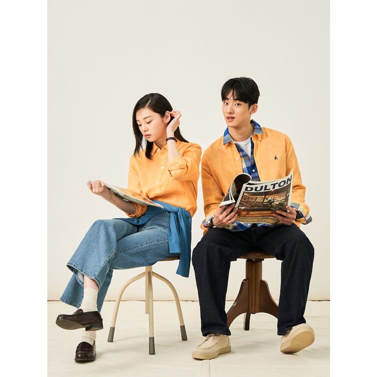 빈폴 멘(BEANPOLE MEN) 남녀공용 리넨 솔리드 셔츠  오렌지 (BC5364C228)