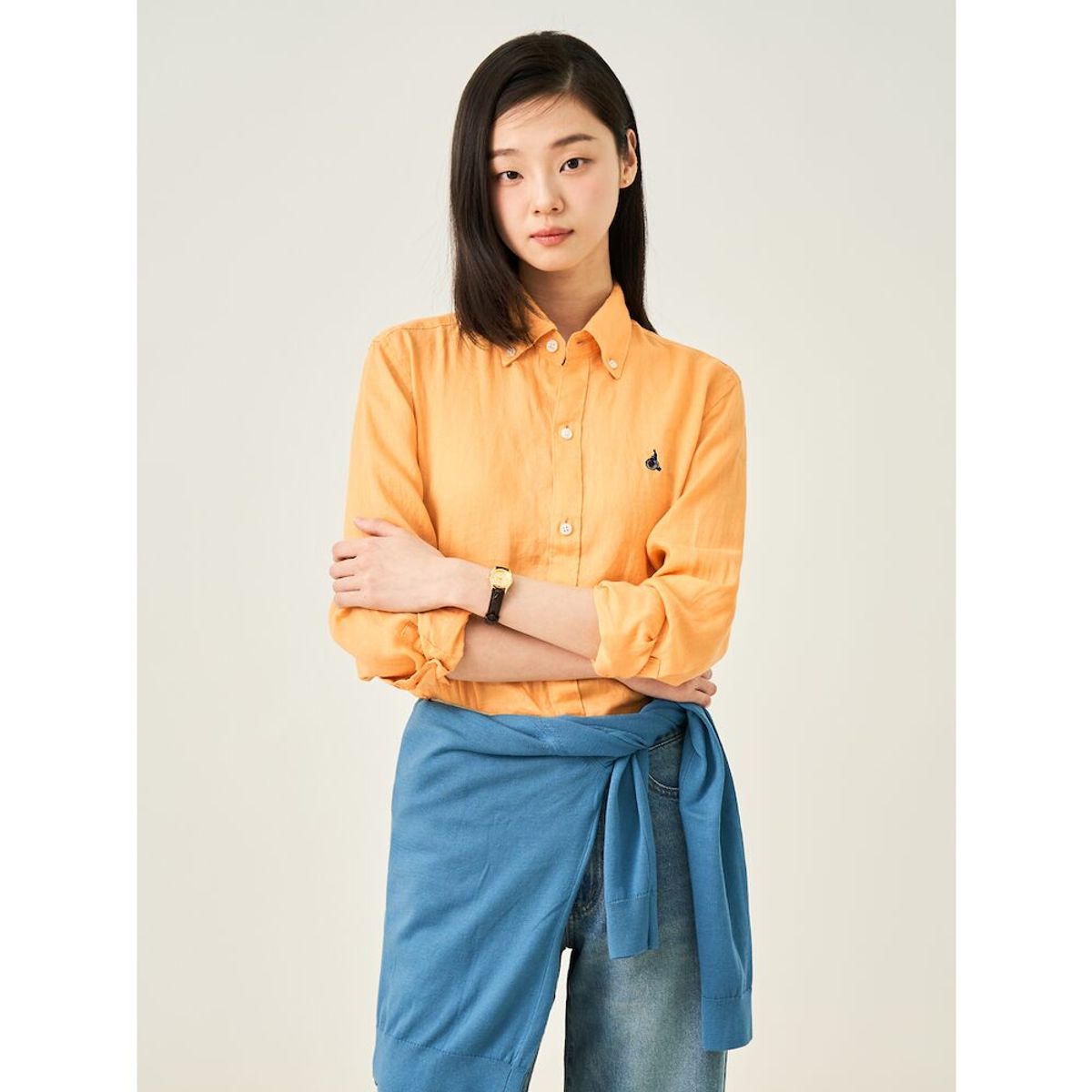 빈폴 멘(BEANPOLE MEN) 남녀공용 리넨 솔리드 셔츠  오렌지 (BC5364C228)