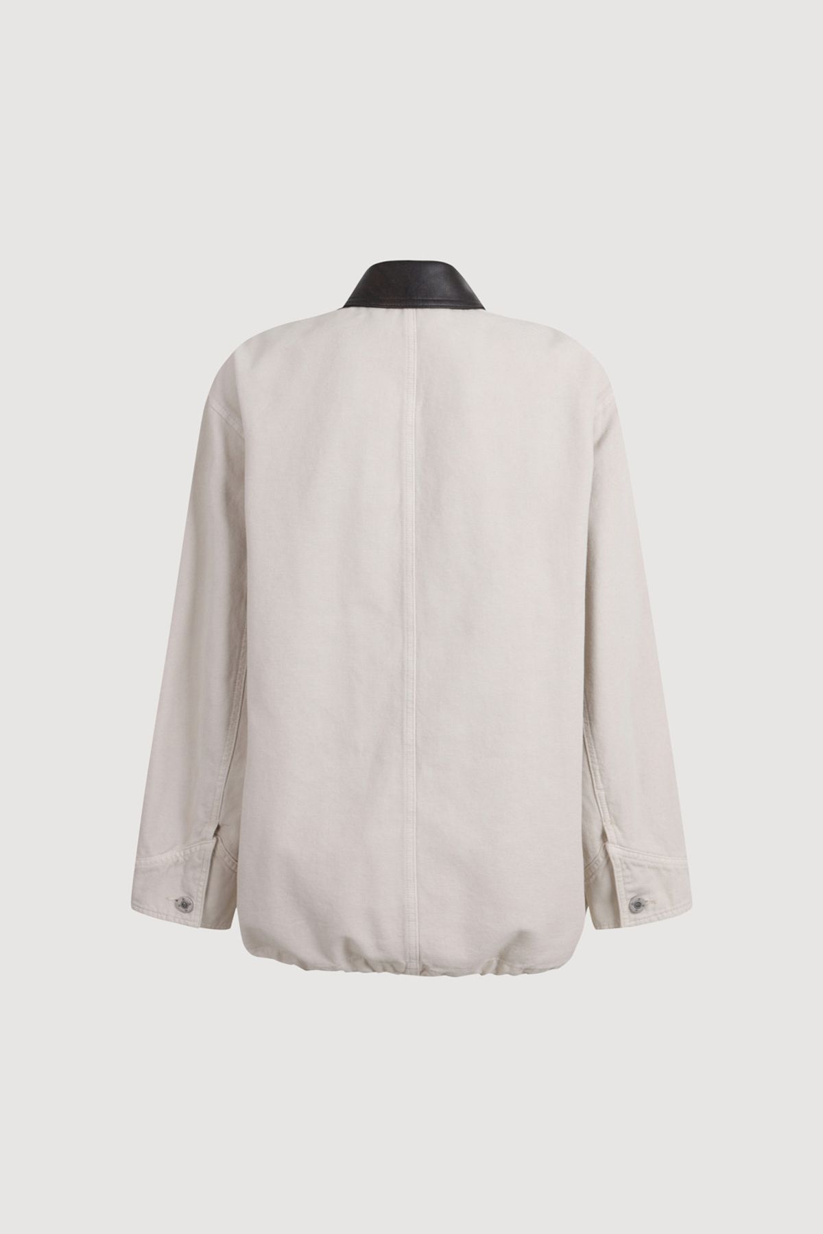 럭키슈에뜨(LUCKY CHOUETTE) Fake Leather Collar Denim Jumper (ivory) LFPDM25360IVX