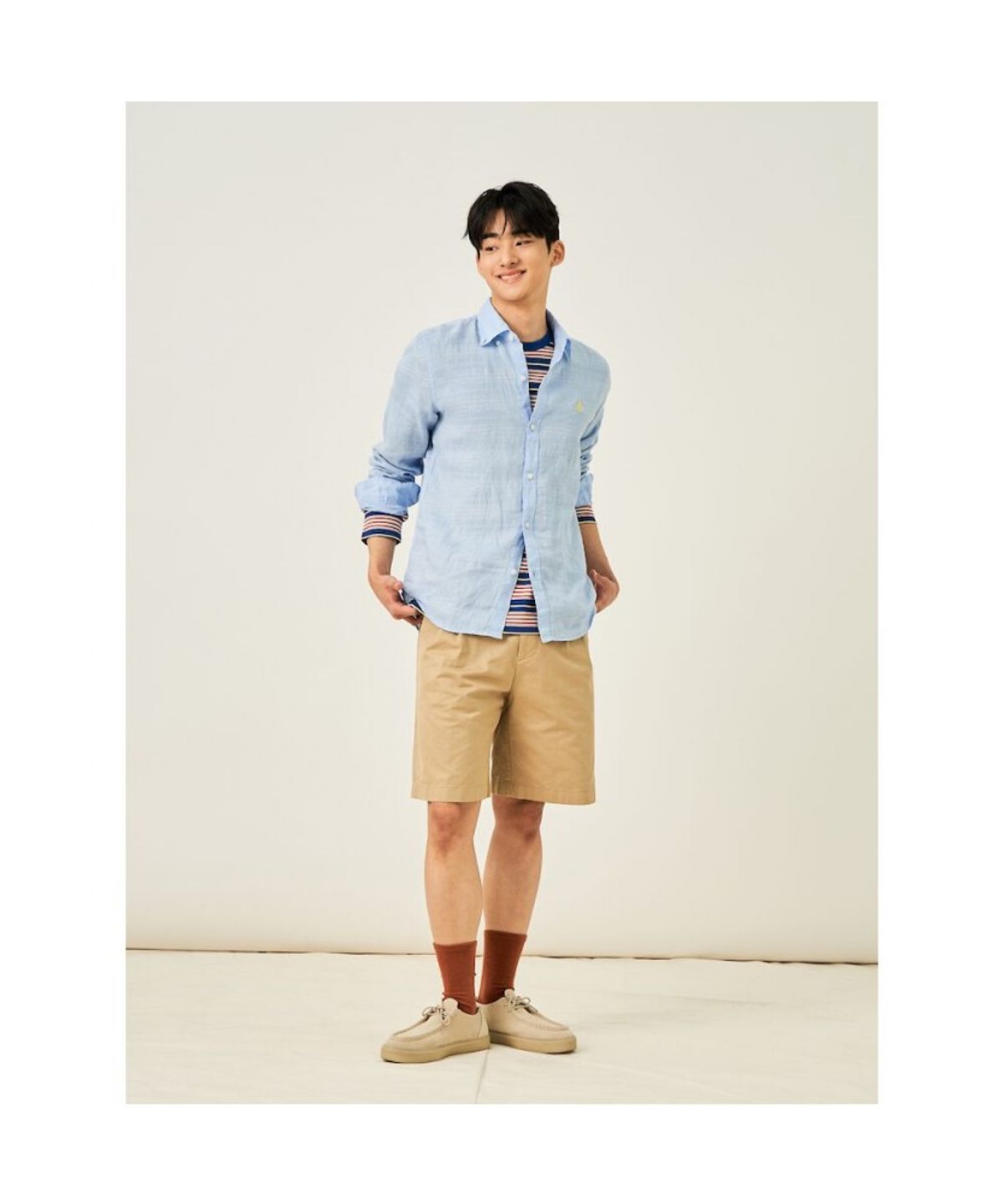 빈폴 멘(BEANPOLE MEN) 남녀공용 리넨 솔리드 셔츠  스카이 블루 (BC5364C22Q)
