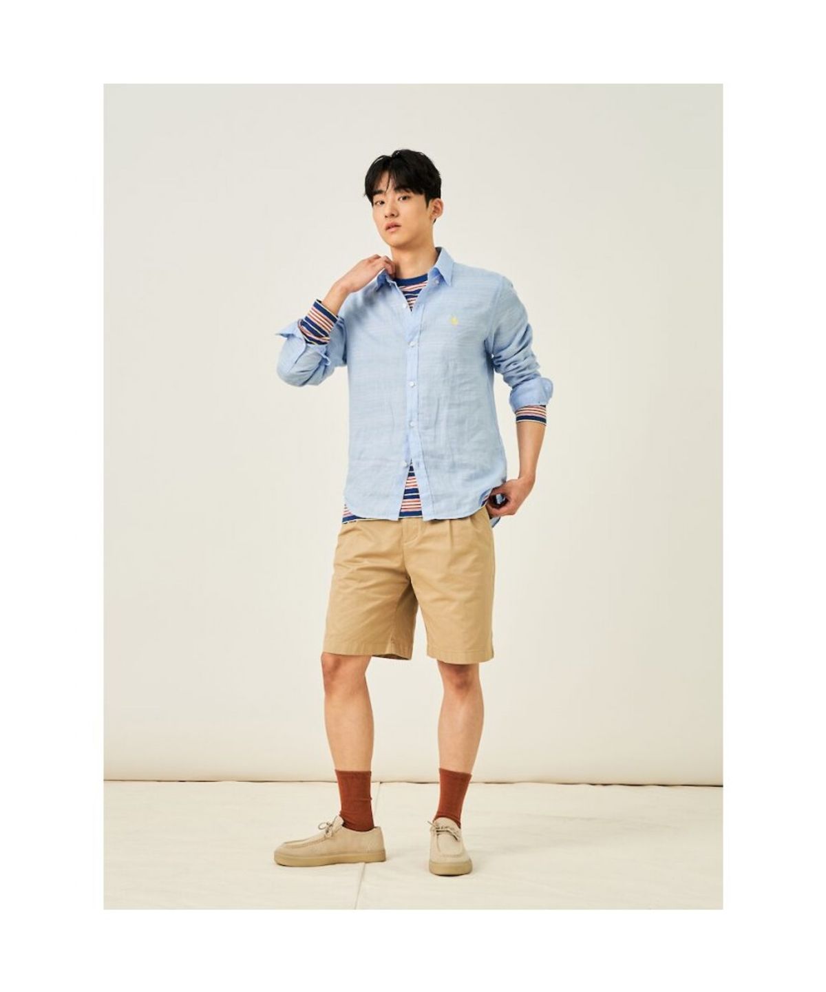 빈폴 멘(BEANPOLE MEN) 남녀공용 리넨 솔리드 셔츠  스카이 블루 (BC5364C22Q)