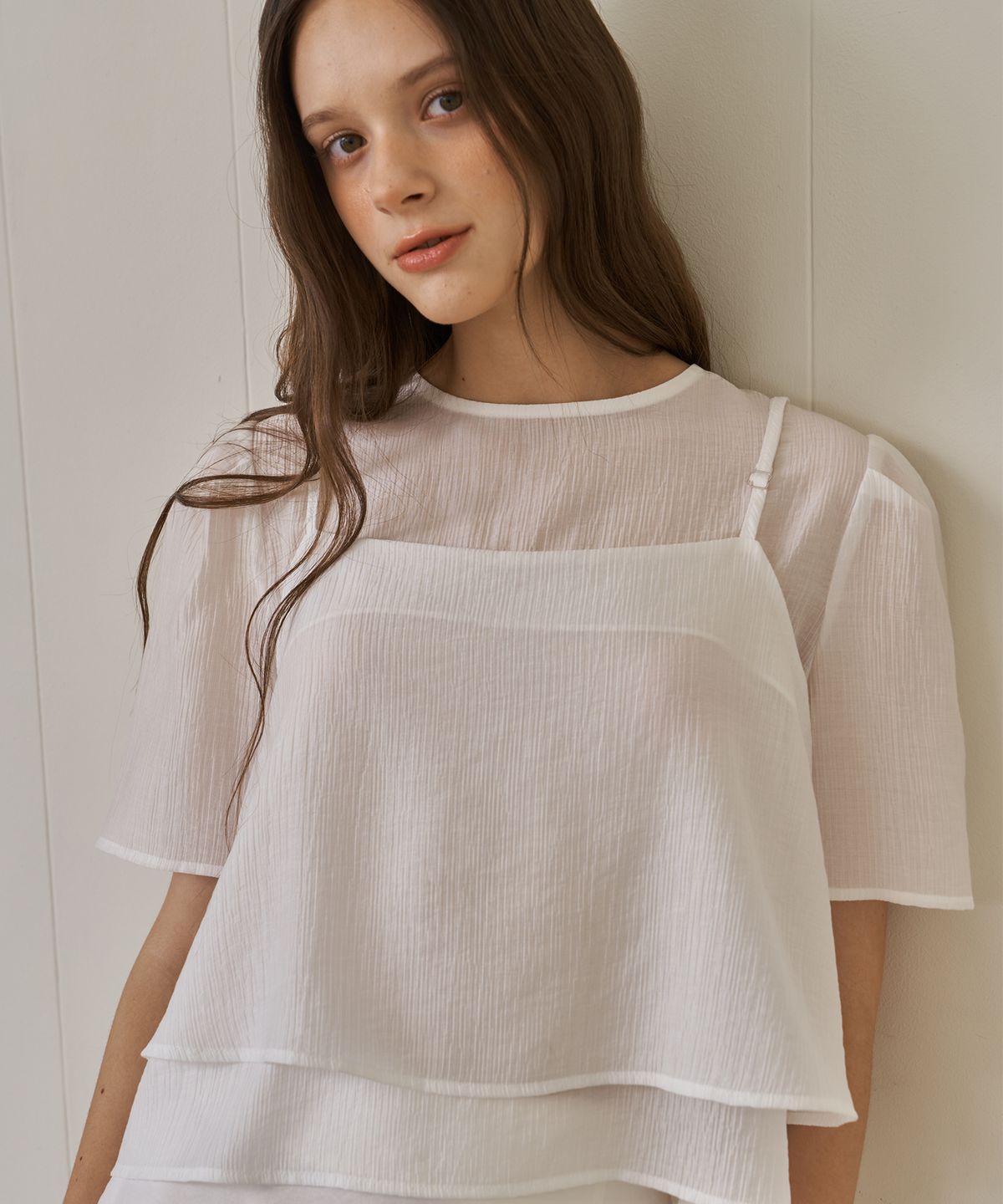플로브(FLOVE) SHEER SET UP BLOUSE_WH