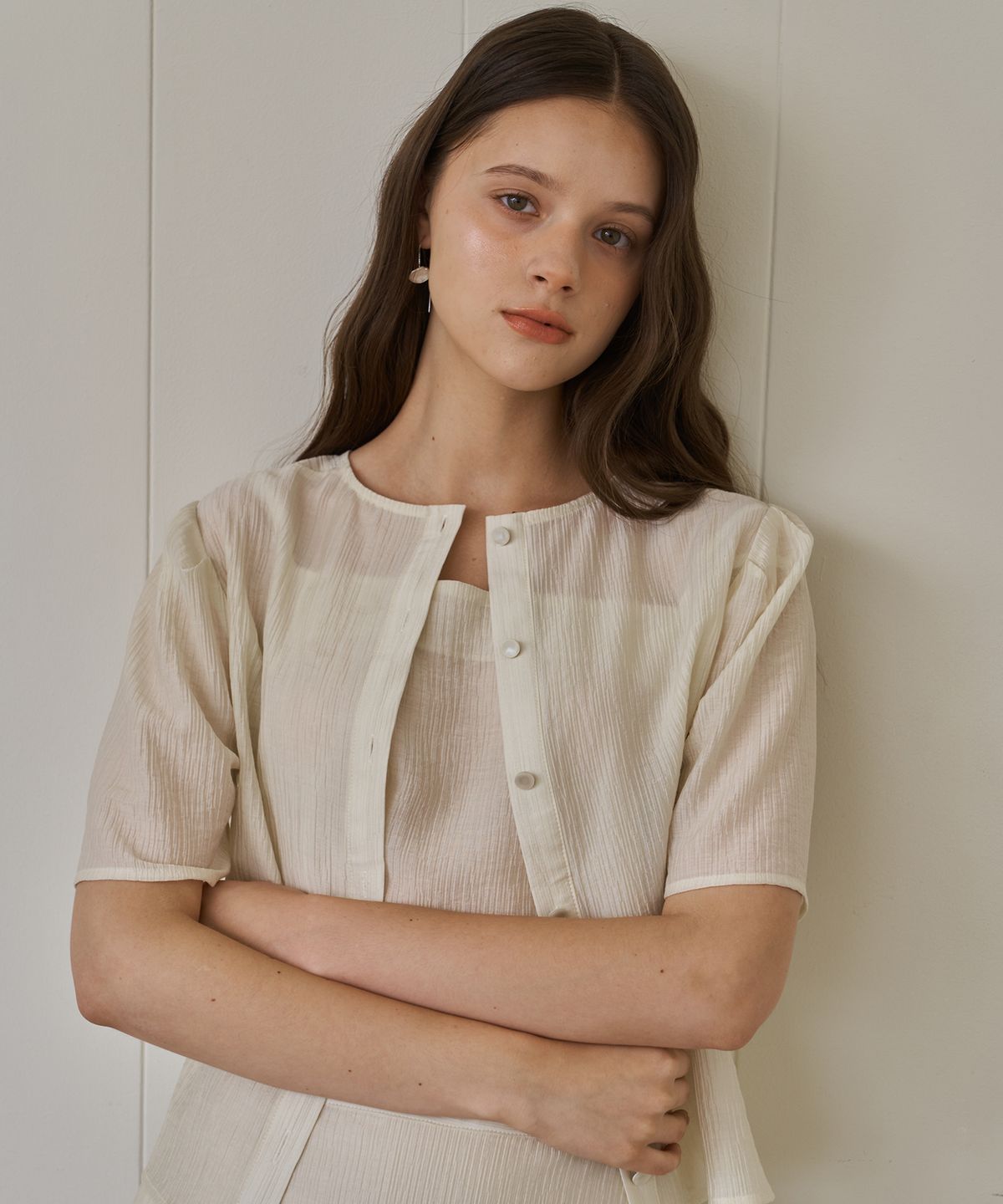 플로브(FLOVE) SHEER SET UP BLOUSE_YE