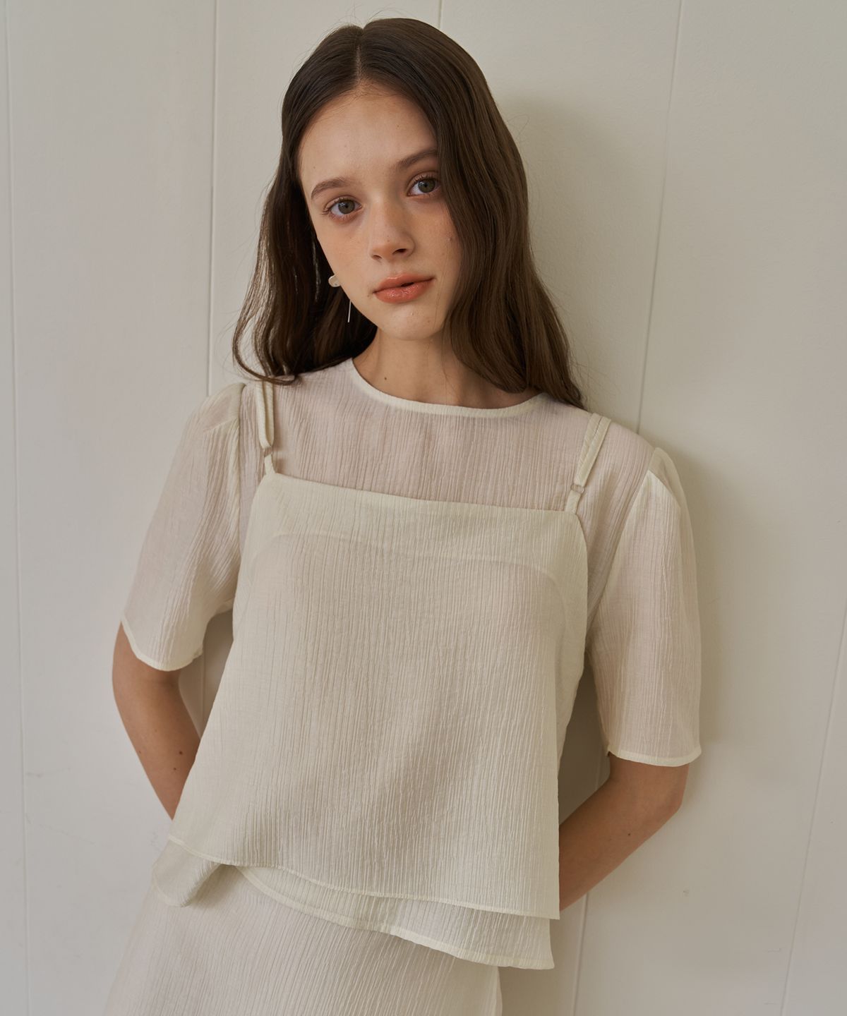 플로브(FLOVE) SHEER SET UP BLOUSE_YE