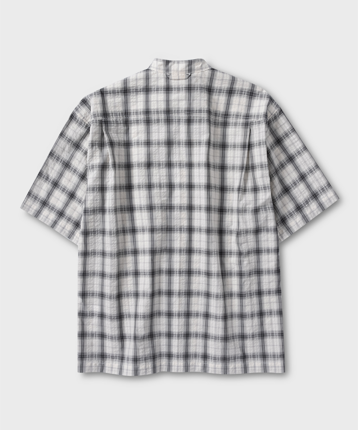 넌블랭크(NONBLANK) 차이나 칼라 체크 셔츠_OFF WHITE