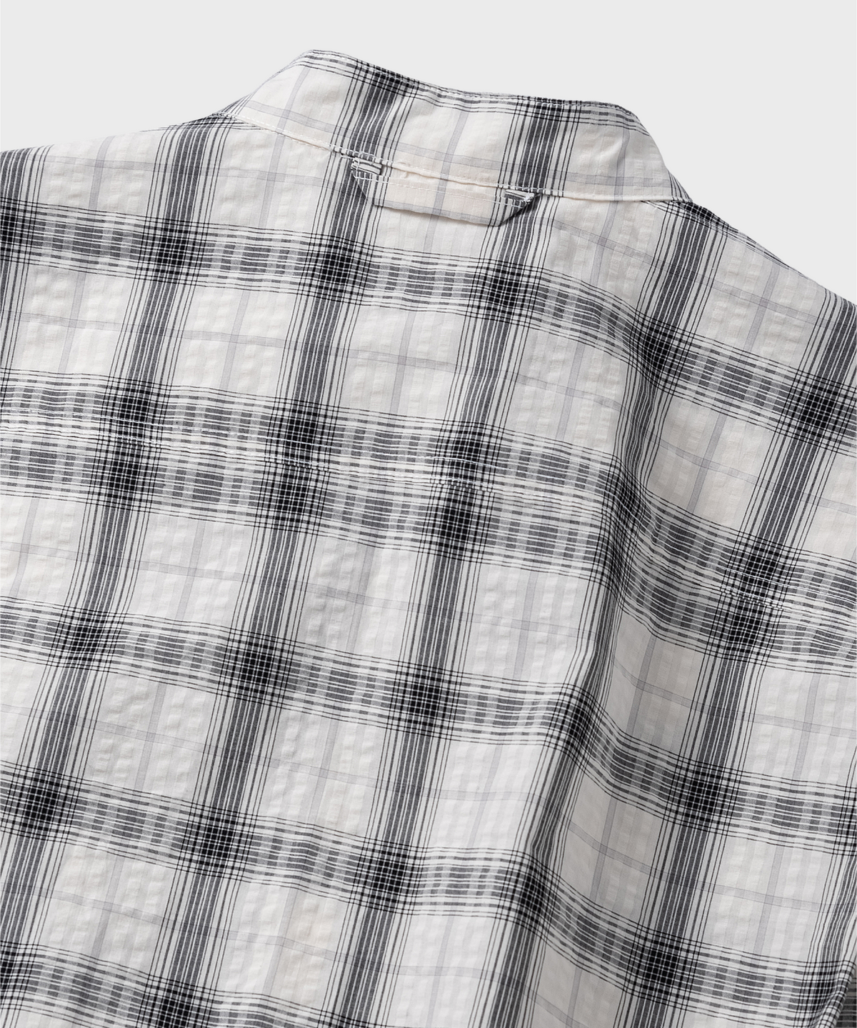넌블랭크(NONBLANK) 차이나 칼라 체크 셔츠_OFF WHITE