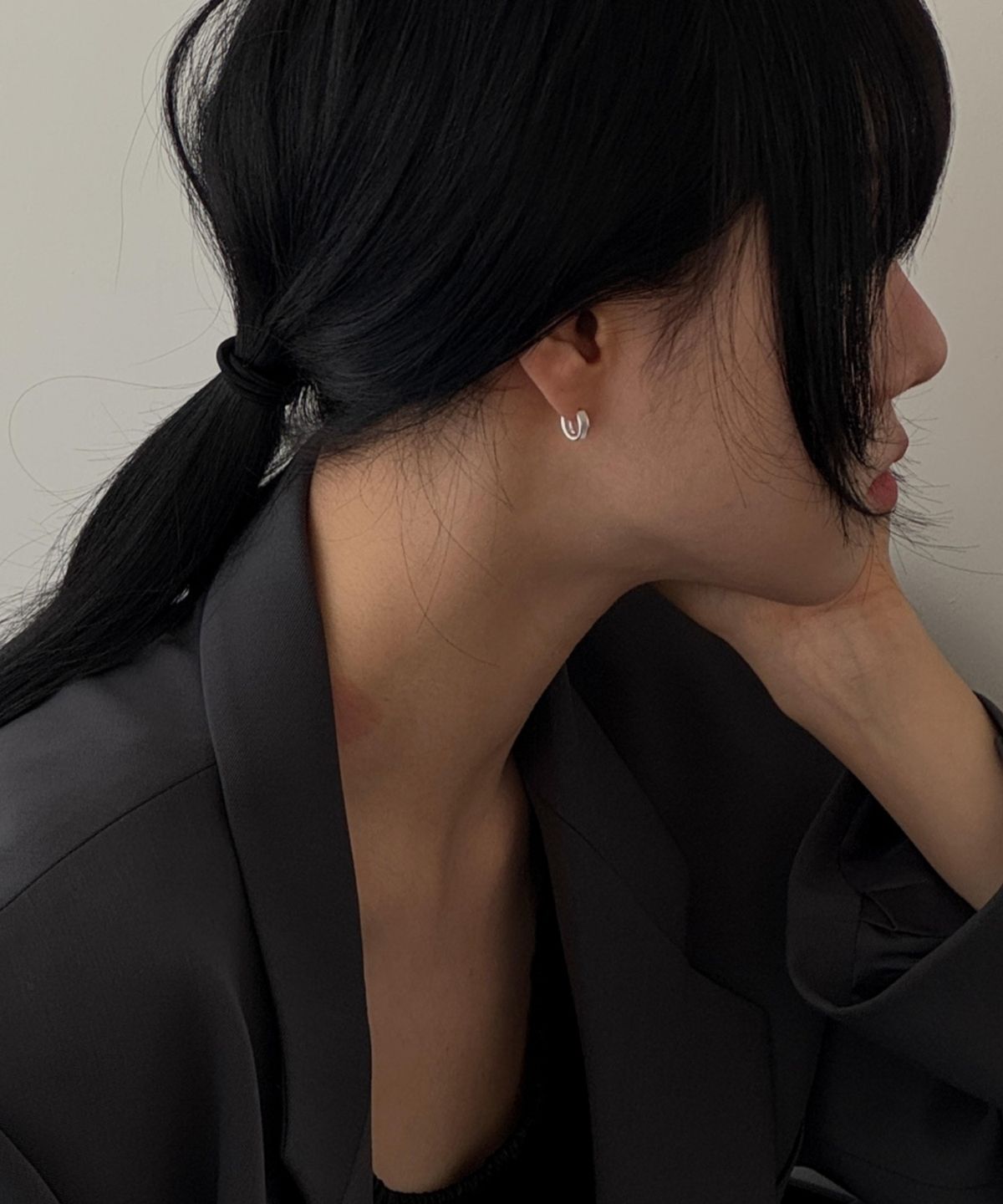 바라두(BARADU) [BARADU 925] Simple pearl hoop earrings