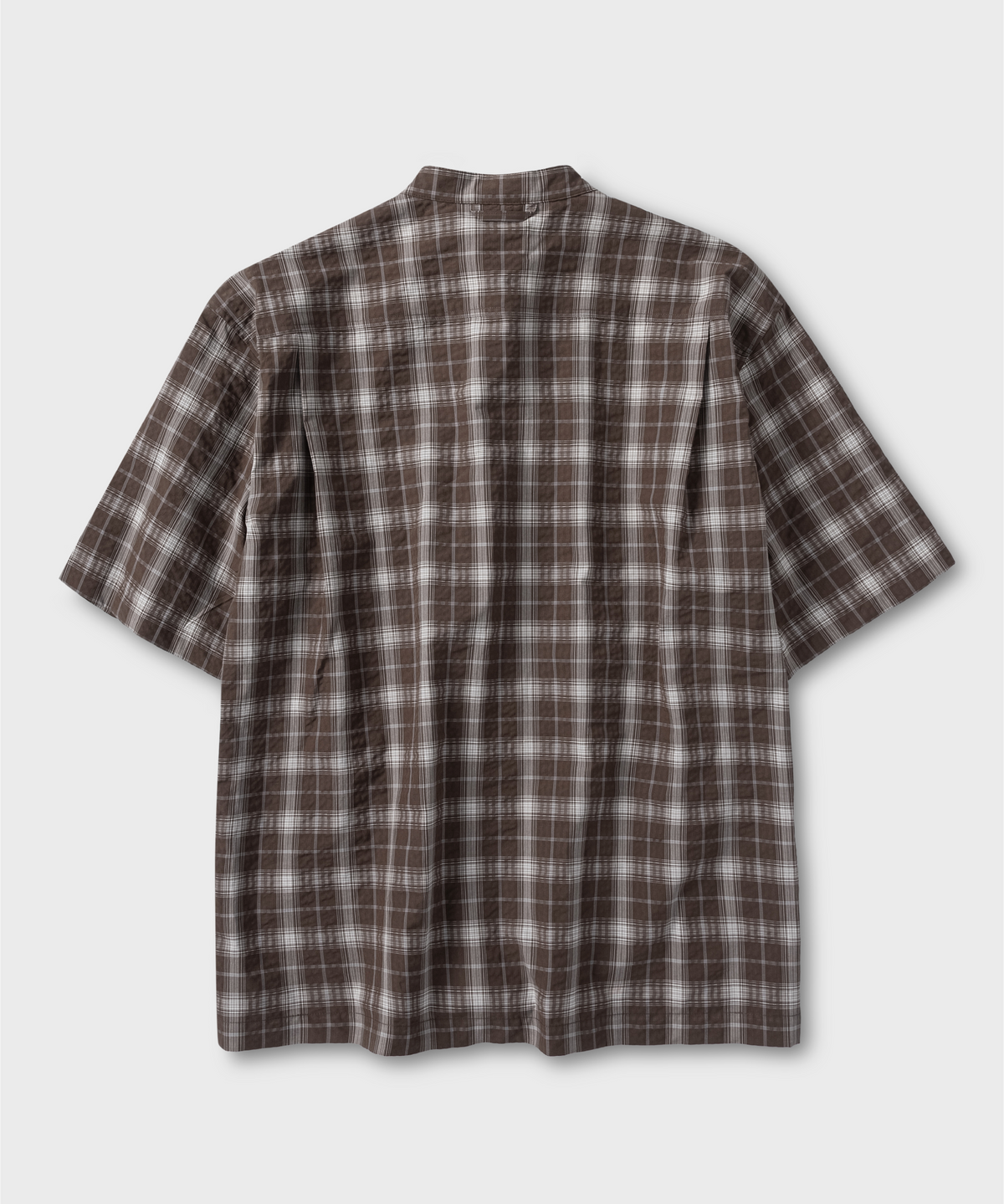 넌블랭크(NONBLANK) 차이나 칼라 체크 셔츠_KHAKI BROWN