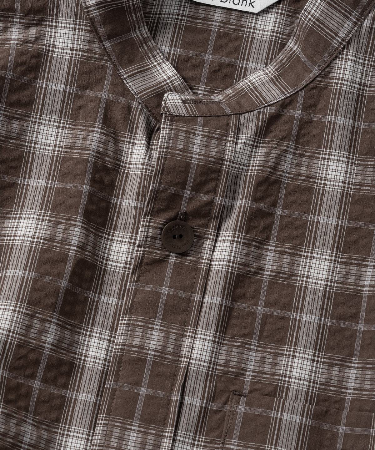 넌블랭크(NONBLANK) 차이나 칼라 체크 셔츠_KHAKI BROWN