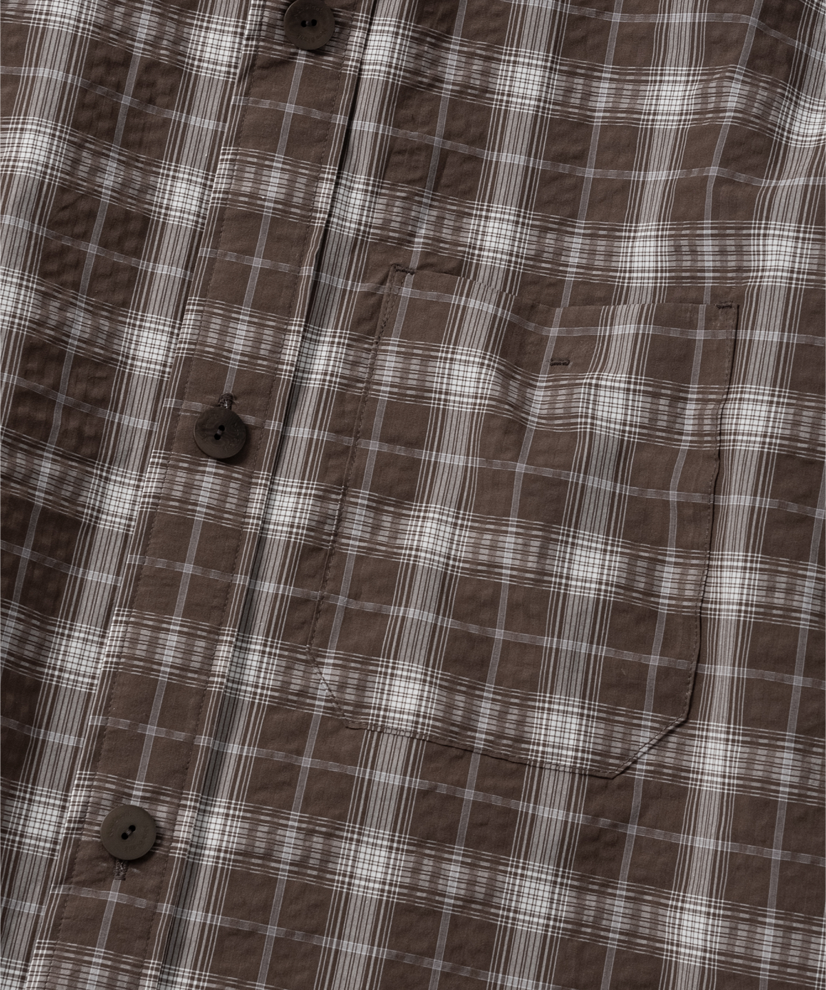 넌블랭크(NONBLANK) 차이나 칼라 체크 셔츠_KHAKI BROWN