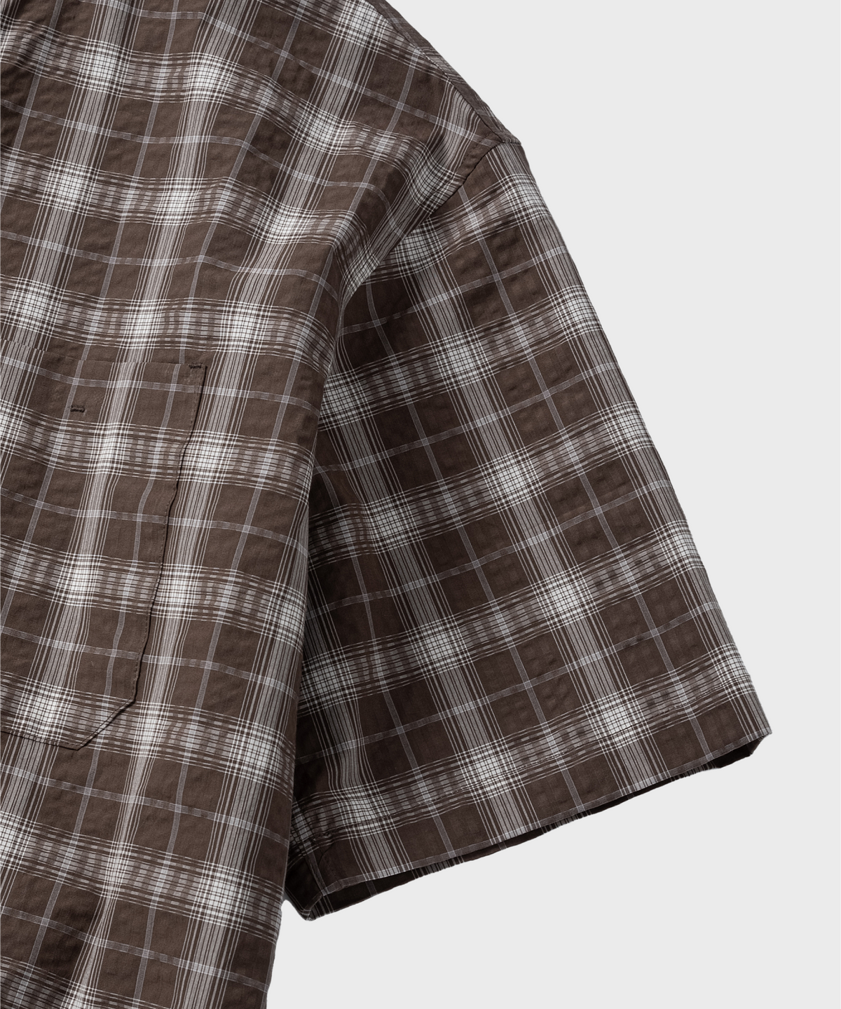 넌블랭크(NONBLANK) 차이나 칼라 체크 셔츠_KHAKI BROWN