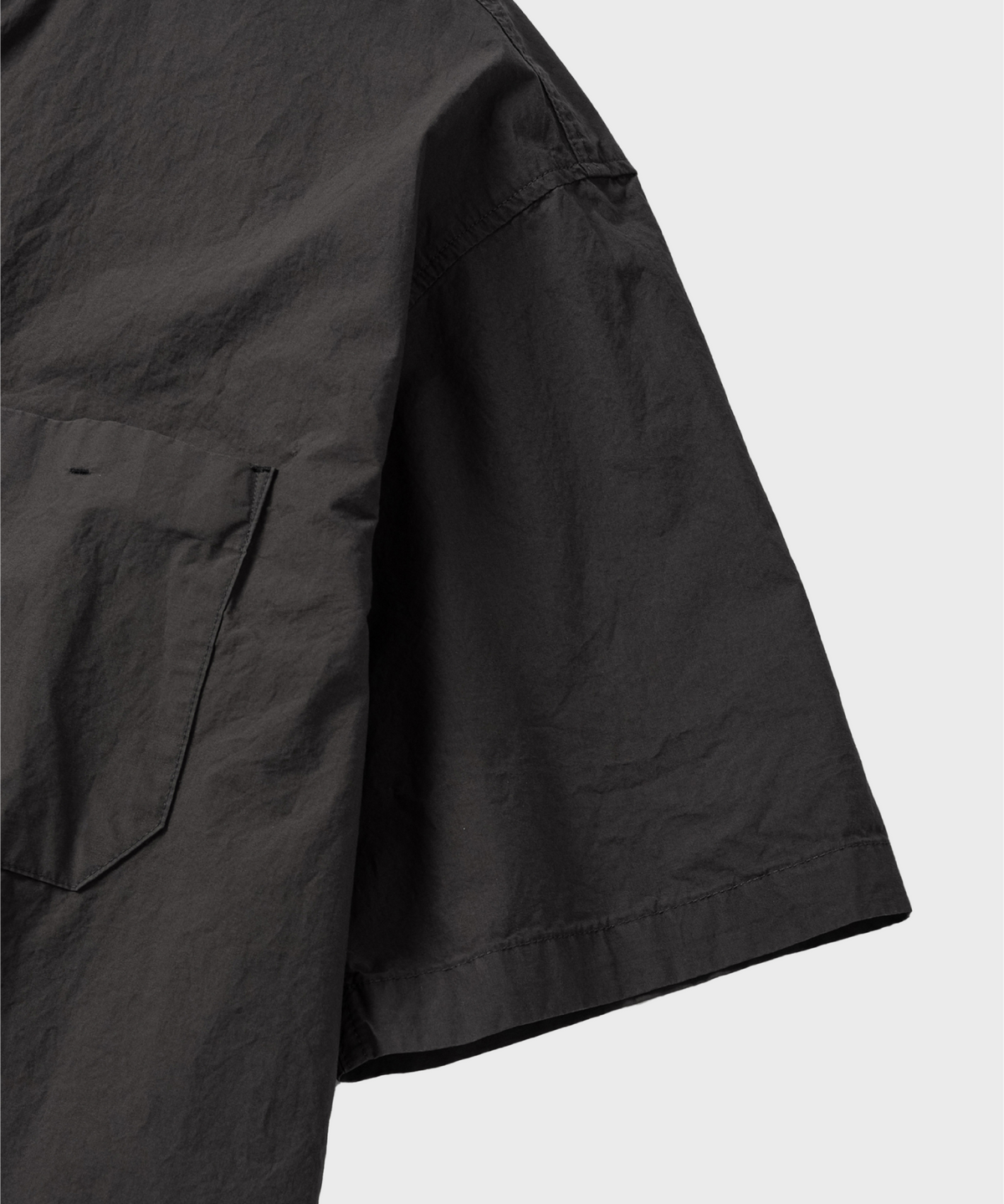 넌블랭크(NONBLANK) 차이나 칼라 워싱 셔츠_DARK GREY