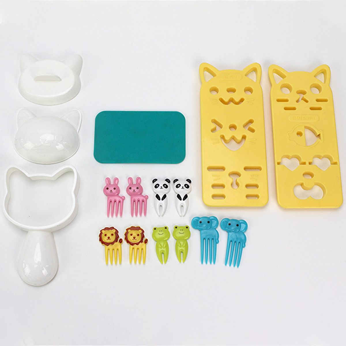 키친구(KITCHENGU) 고양이 주먹밥틀 + 동물 포크픽 5종 x 2p세트