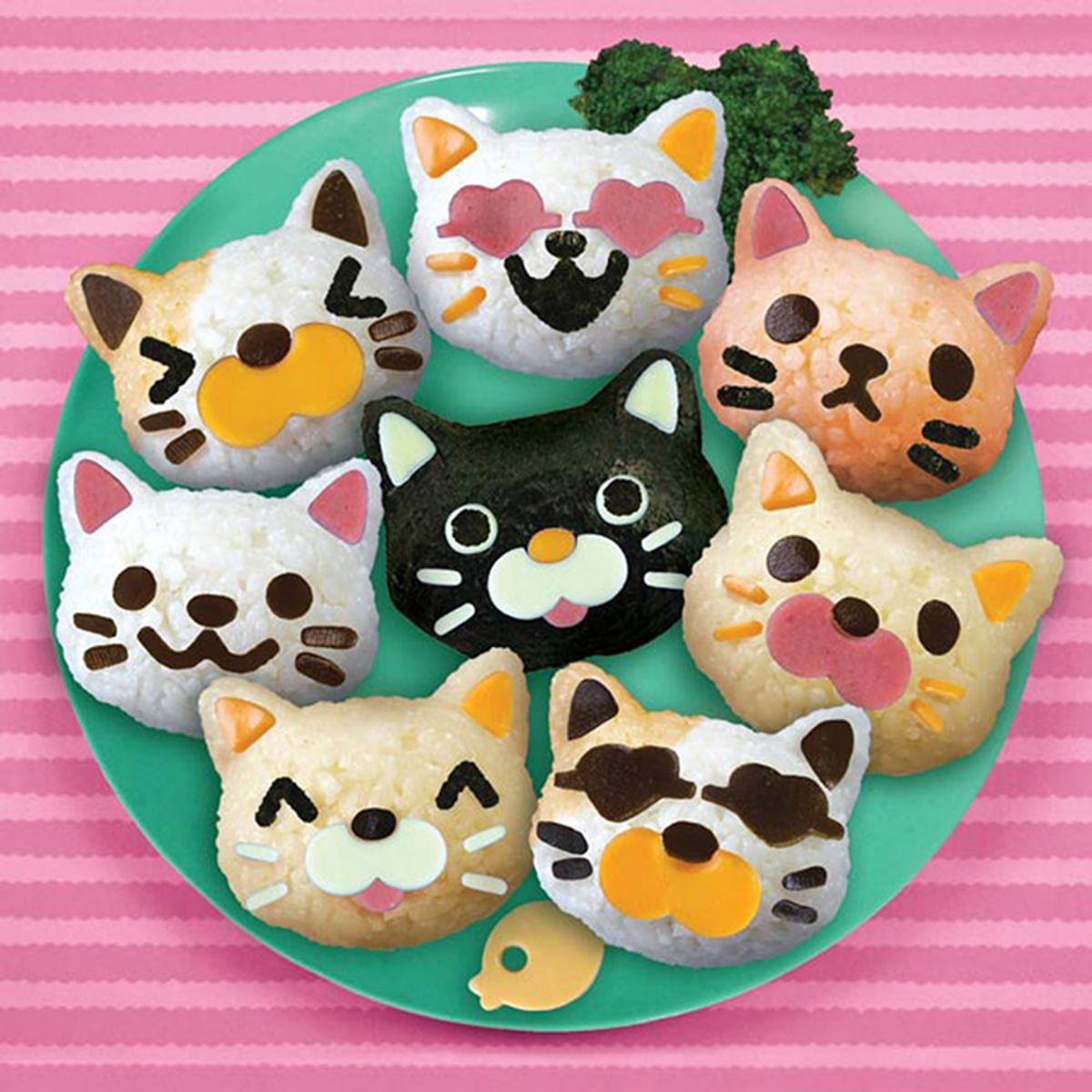 키친구(KITCHENGU) 고양이주 먹밥틀 + 동물친구픽 10p 세트