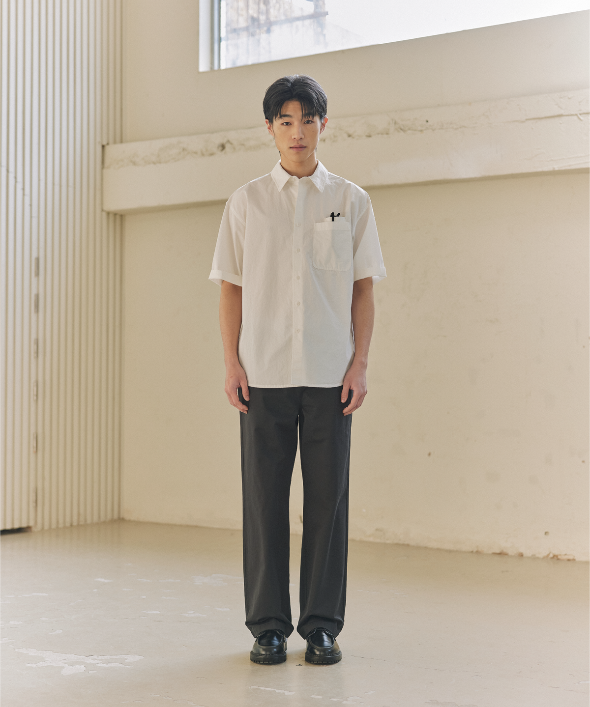 넌블랭크(NONBLANK) COTTON DRILL HS 셔츠_WHITE