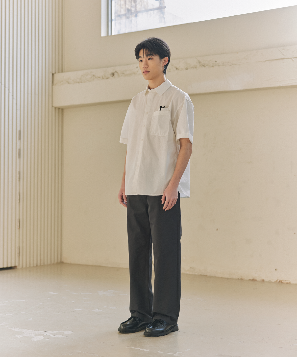 넌블랭크(NONBLANK) COTTON DRILL HS 셔츠_WHITE