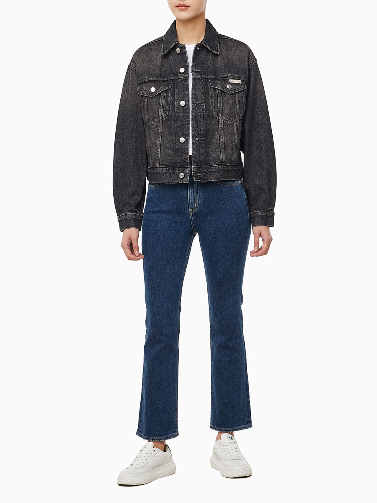 캘빈클라인 진(CALVIN KLEIN JEANS) 여성 90s 블랙 데님 트러커 47B741G RDD