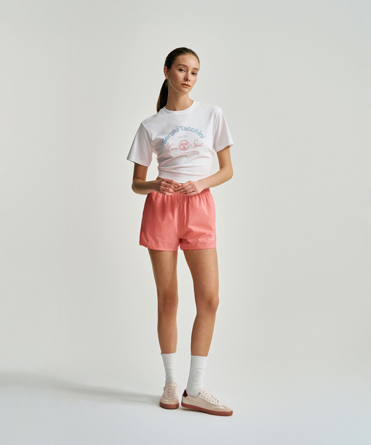 세르지오 타키니(SERGIO TACCHINI) W 컴포트쿨 경량 우븐 2.5인치 반바지 (Coral)