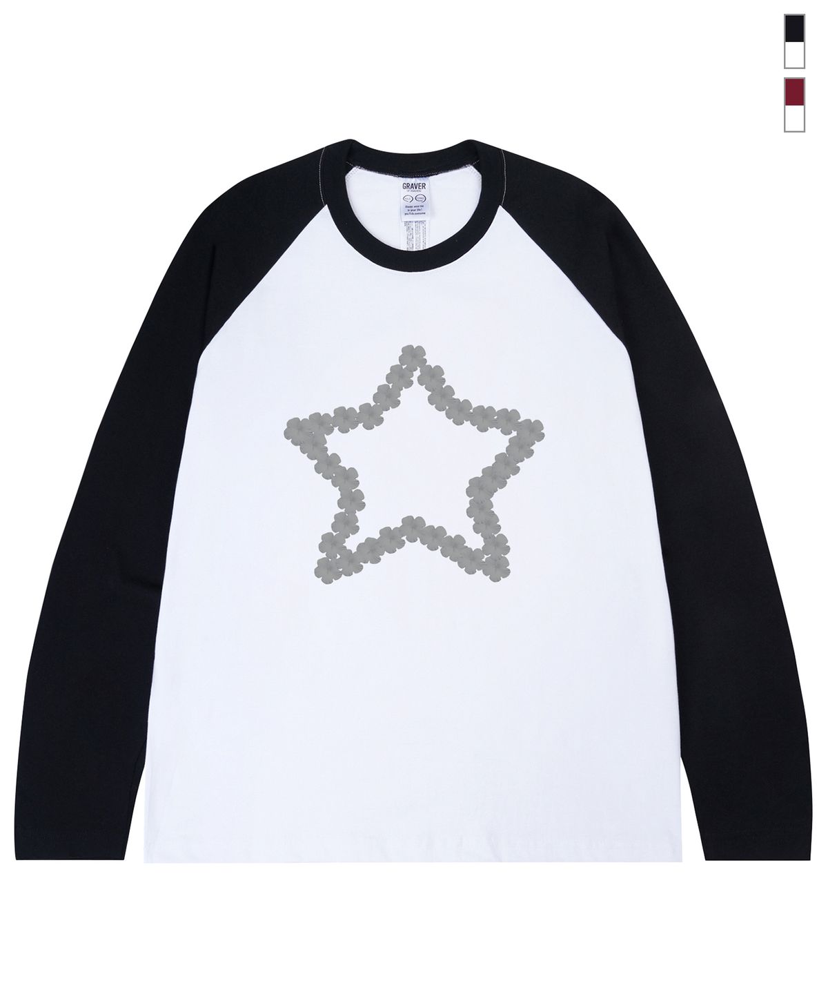 그레이버(GRAVER) [UNISEX]플라워스타 래글런 롱슬리브 티셔츠_2color