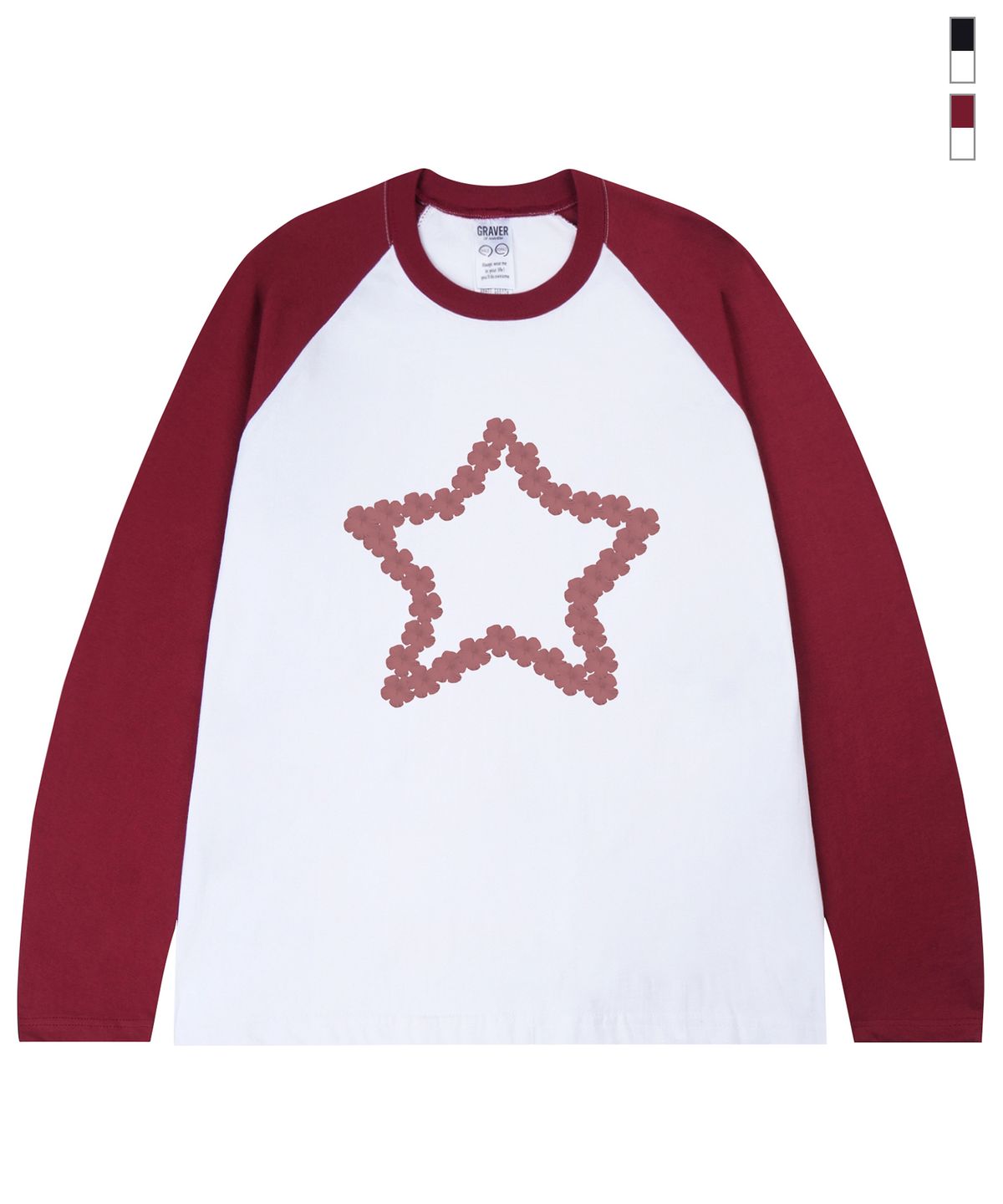 그레이버(GRAVER) [UNISEX]플라워스타 래글런 롱슬리브 티셔츠_2color