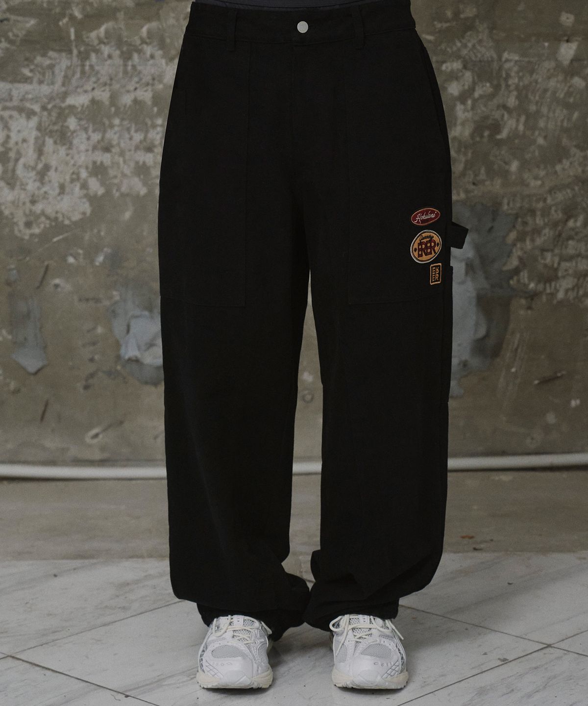 에르에르(ERER) Man Patchwork Carpenter Pants Black
