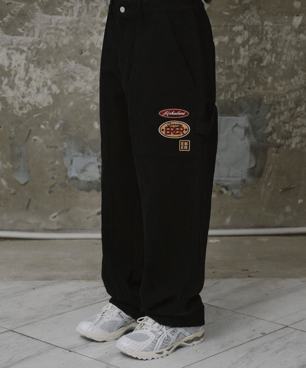 에르에르(ERER) Man Patchwork Carpenter Pants Black