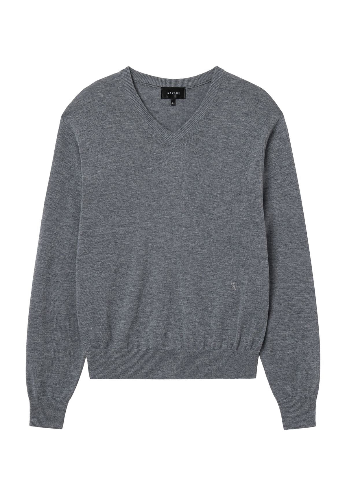 세비지(SAVAGE) V Neck Knit - Grey