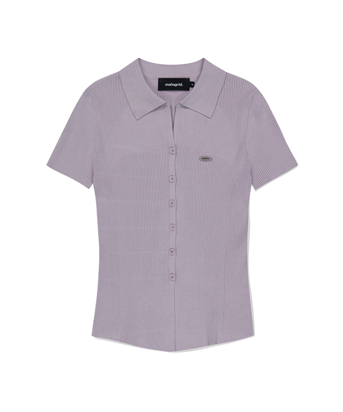 마하그리드(MAHAGRID) BUTTON-UP COLLAR KNIT LAVENDER(MG2FMFK616A)