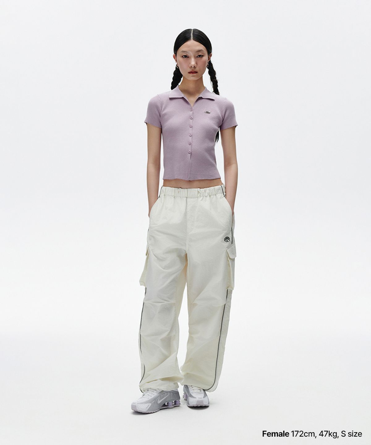 마하그리드(MAHAGRID) BUTTON-UP COLLAR KNIT LAVENDER(MG2FMFK616A)