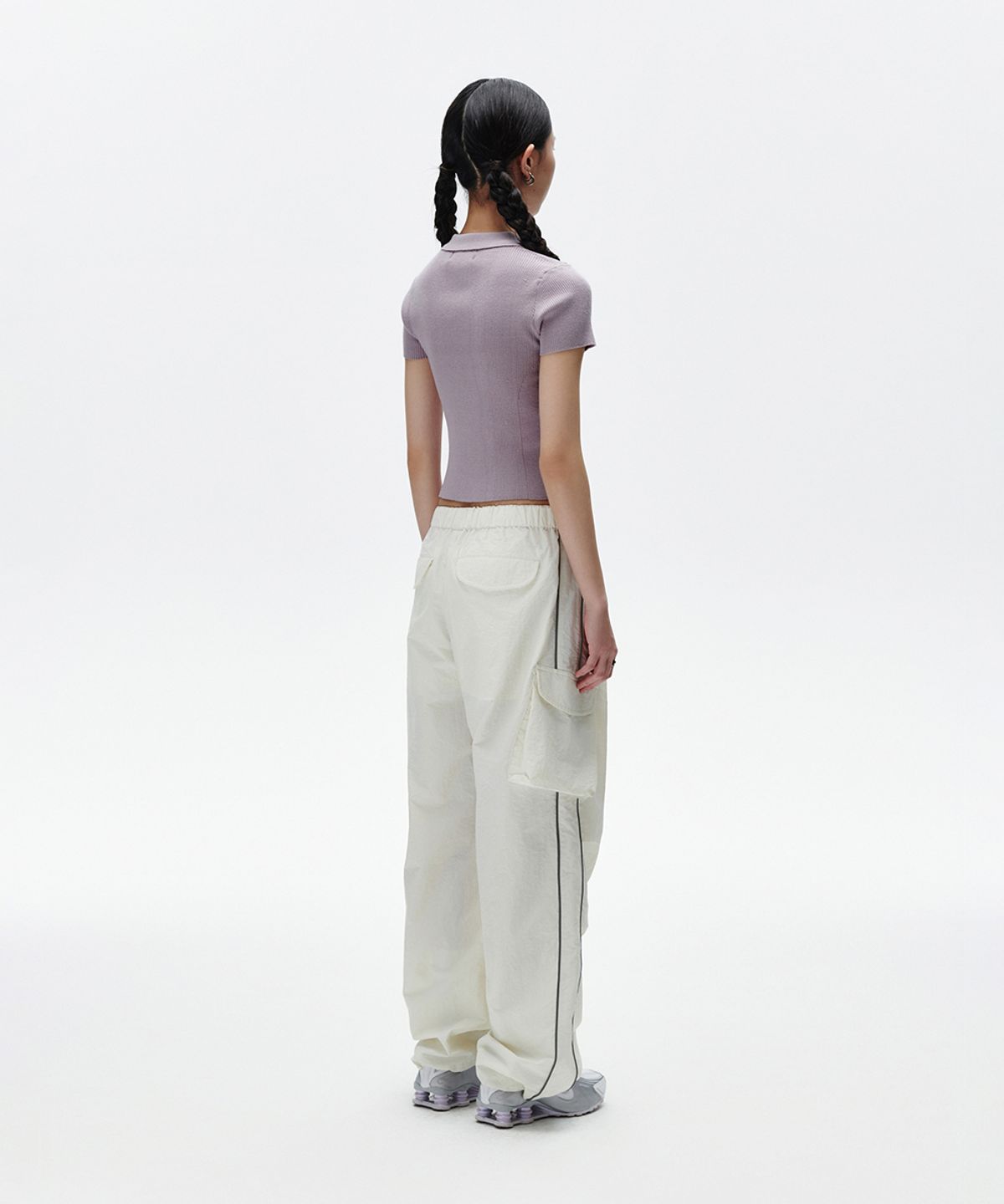 마하그리드(MAHAGRID) BUTTON-UP COLLAR KNIT LAVENDER(MG2FMFK616A)