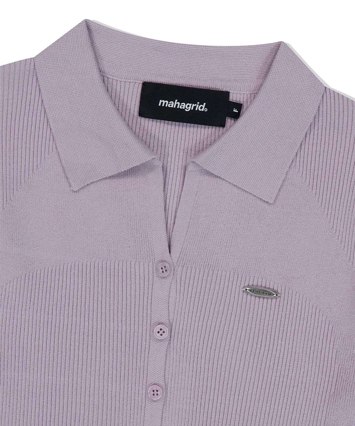 마하그리드(MAHAGRID) BUTTON-UP COLLAR KNIT LAVENDER(MG2FMFK616A)