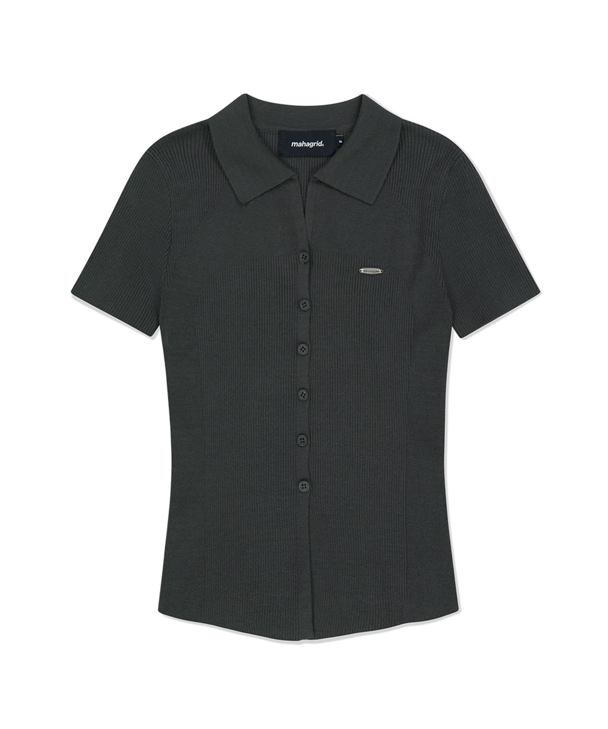 마하그리드(MAHAGRID) BUTTON-UP COLLAR KNIT CHARCOAL(MG2FMFK616A)