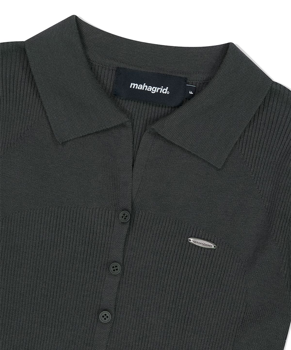 마하그리드(MAHAGRID) BUTTON-UP COLLAR KNIT CHARCOAL(MG2FMFK616A)