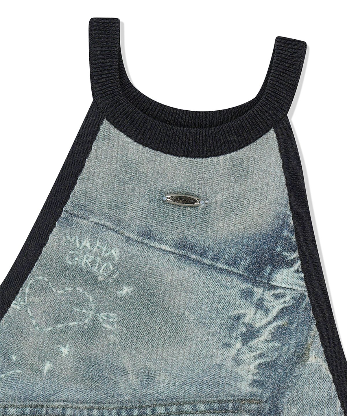마하그리드(MAHAGRID) DENIM PRINTED HALTER KNIT BLUE(MG2FMFK617A)