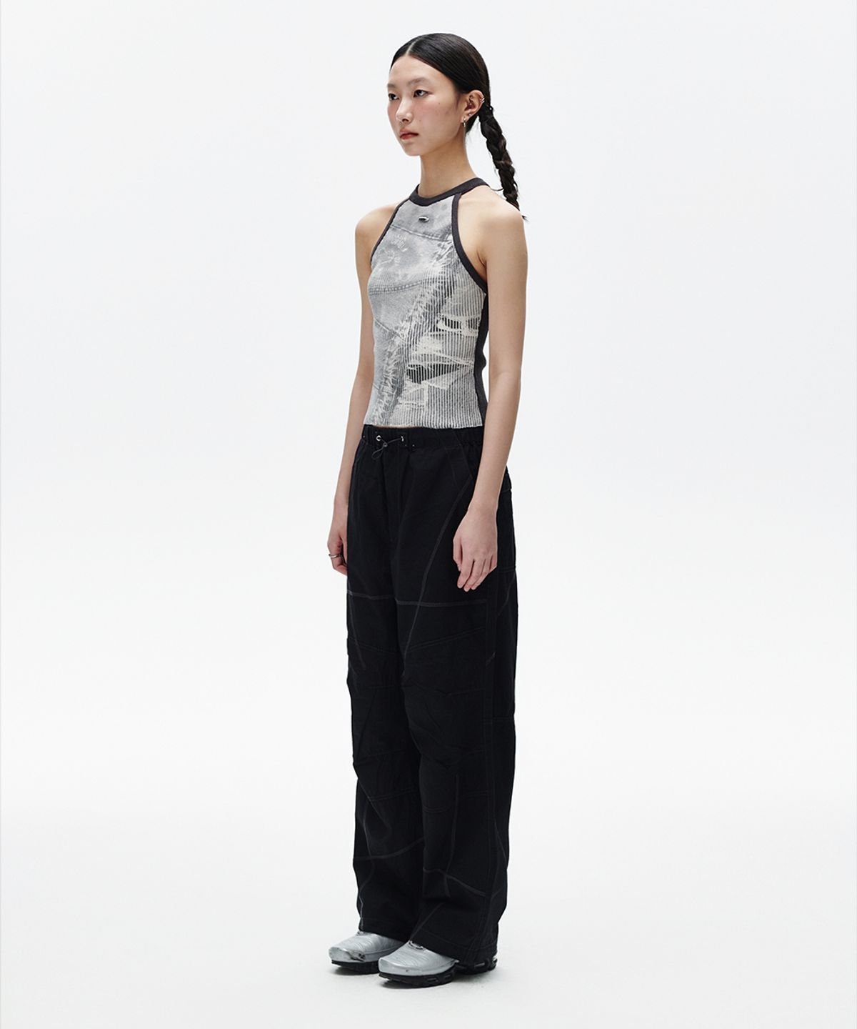 마하그리드(MAHAGRID) DENIM PRINTED HALTER KNIT GREY(MG2FMFK617A)