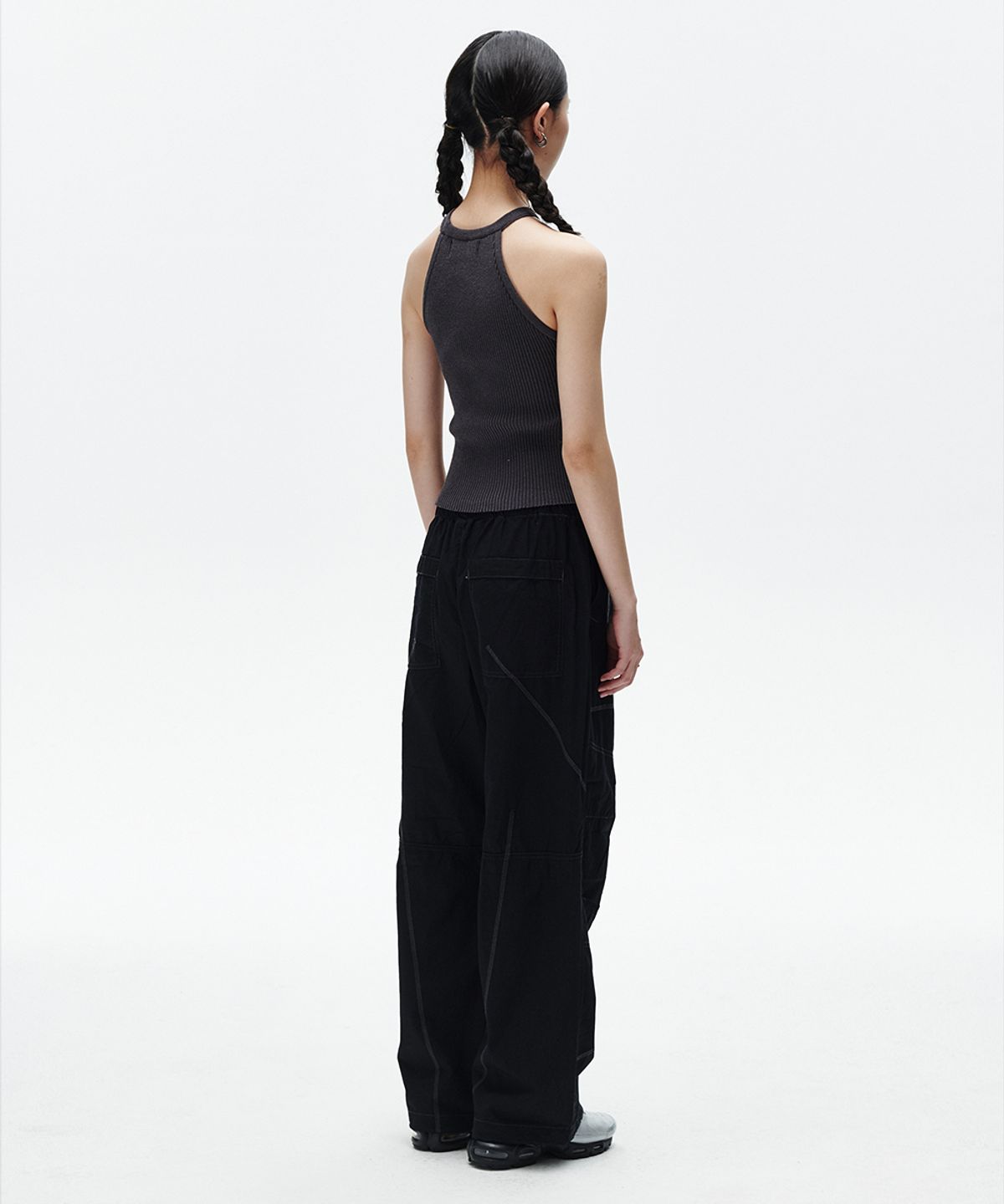 마하그리드(MAHAGRID) DENIM PRINTED HALTER KNIT GREY(MG2FMFK617A)