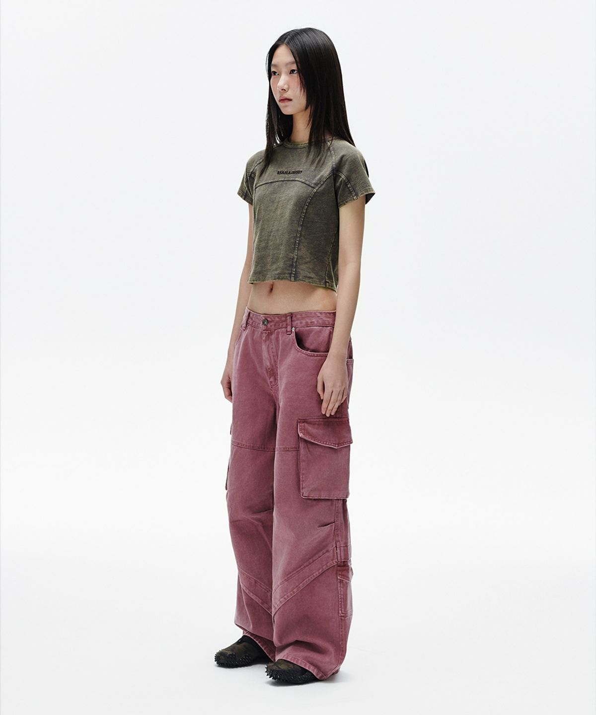마하그리드(MAHAGRID) WASHED CURVED TEE CHARCOAL(MG2FMFT588A)