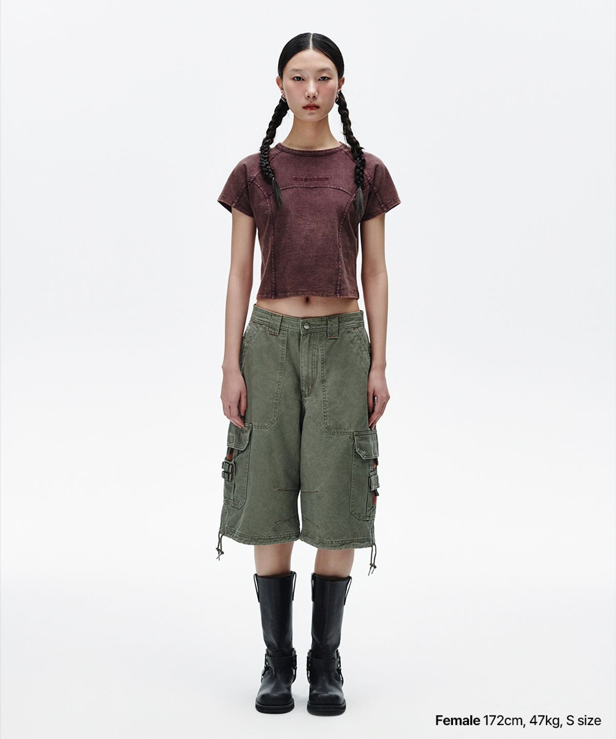 마하그리드(MAHAGRID) WASHED CURVED TEE PURPLE(MG2FMFT588A)